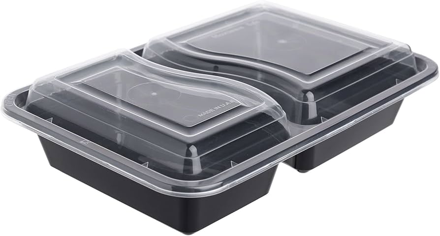 plastic microwave rectangular containers (black)