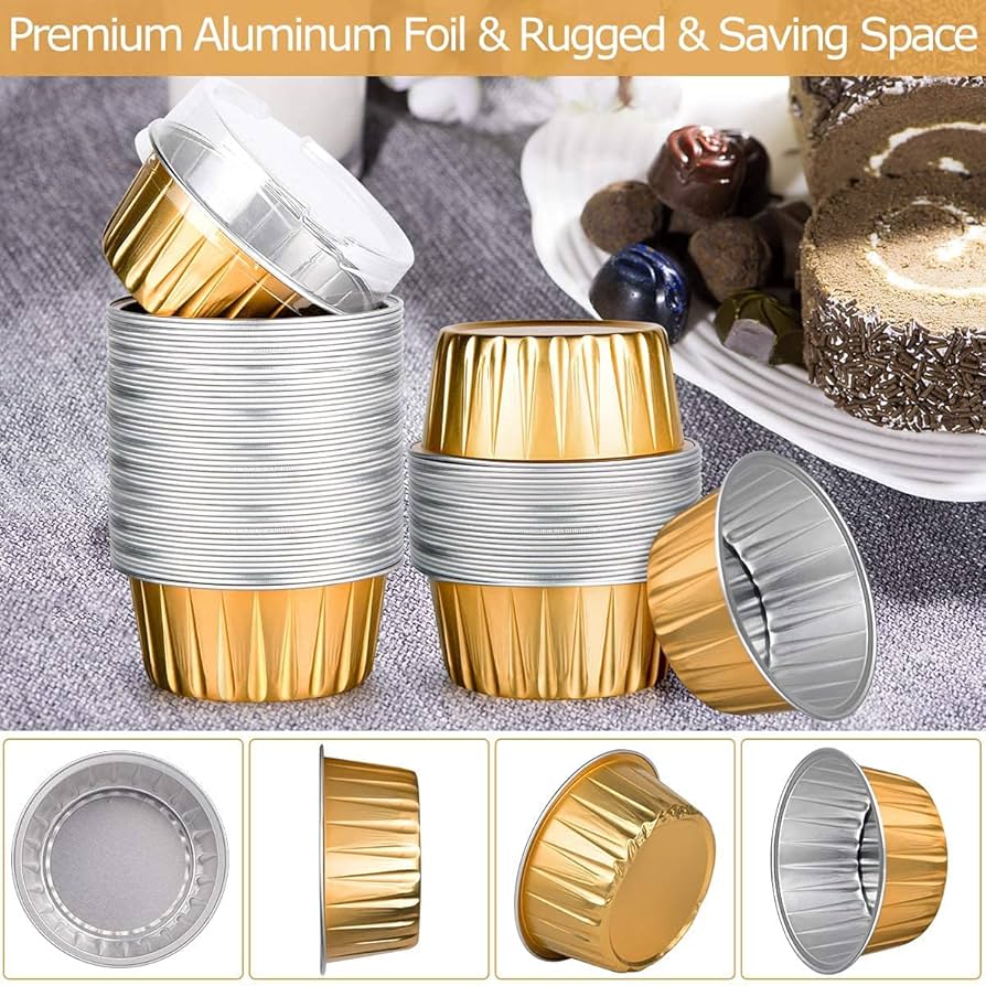 Gold Aluminum Foil Cup with Clear Lid