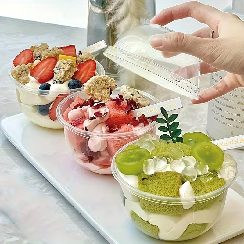 Clear Plastic Dessert Cup with Dome Lid